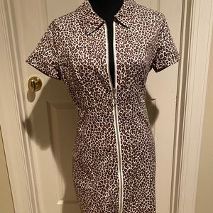 Cheetah print zip up dress